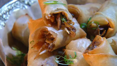 Daniel Jarrett & mushroom spring rolls