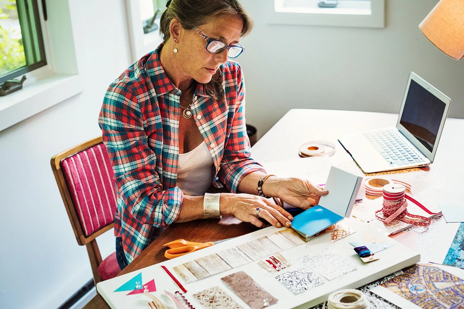 woman making mood board