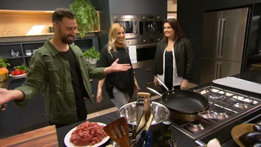 House Rules’ Pete and Courtney cook lamb kofta with Karen