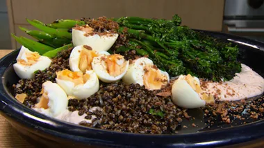 CHARRED BROCCOLI WITH TUNA MAYO AND ANCHOVY DUST