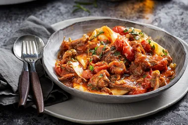 Lamb shank ragu with handkerchief pasta