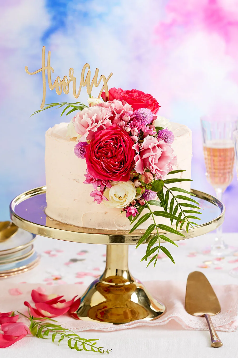 Pink champagne and vanilla bean cake