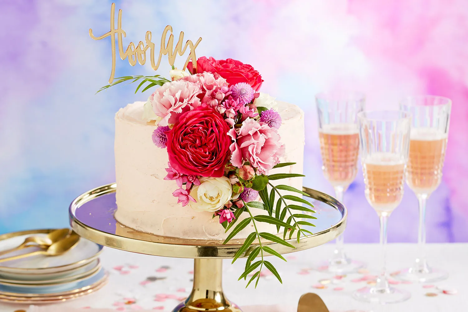 Pink champagne and vanilla bean cake