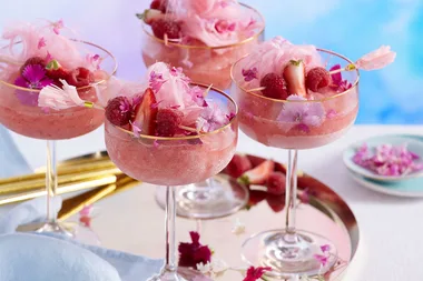 Roasted strawberry frosé cocktails