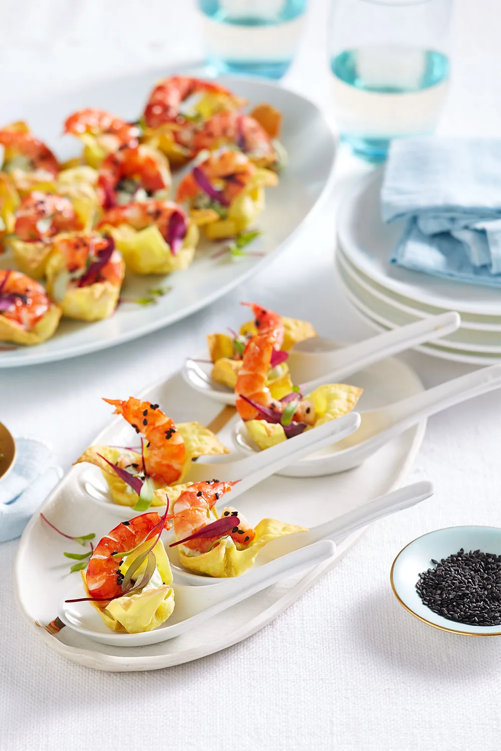 Prawn, avocado and sesame bites