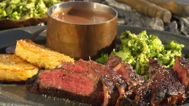 CHARCOAL GRILLED SCOTCH FILLET WITH POTOATO CAKES