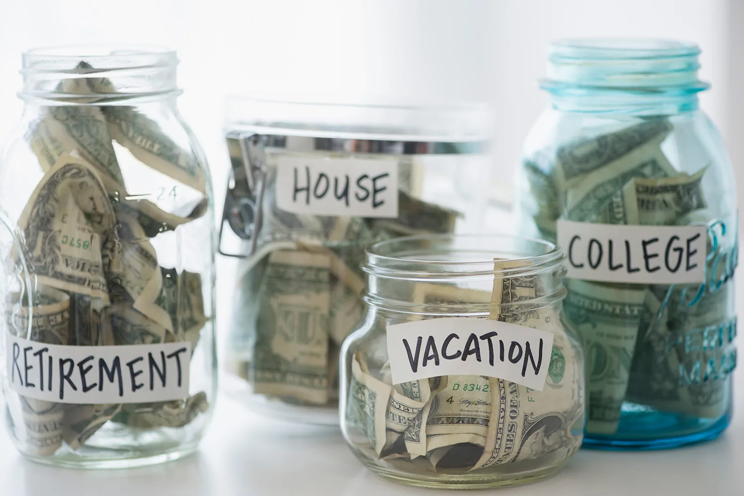 jars of savings money