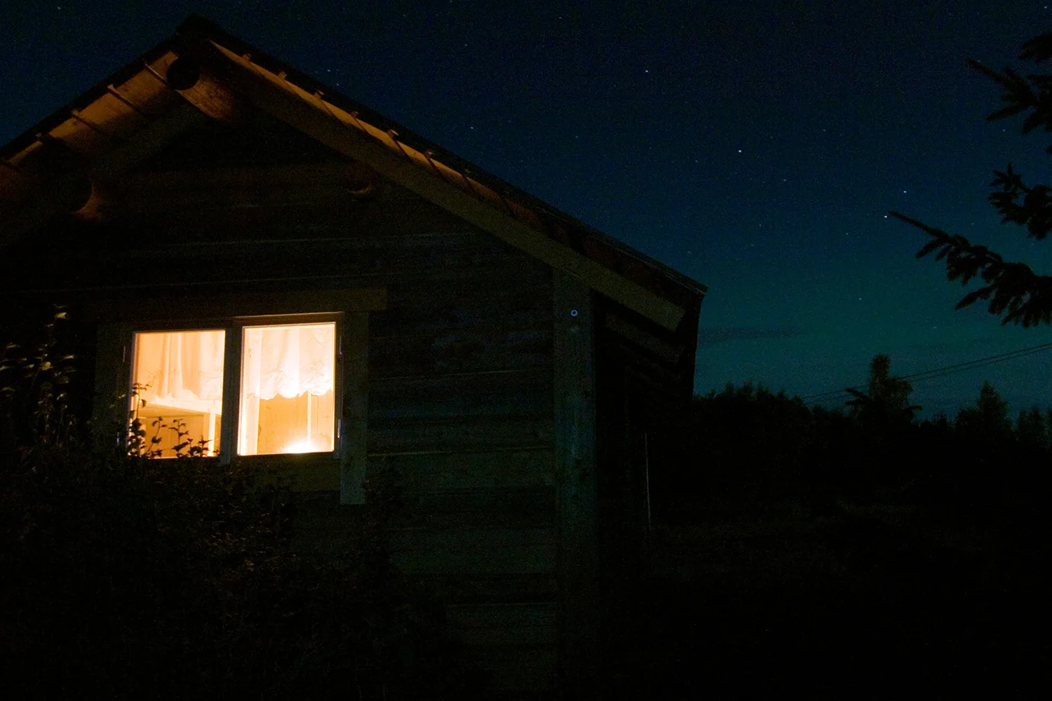 night house with lights on