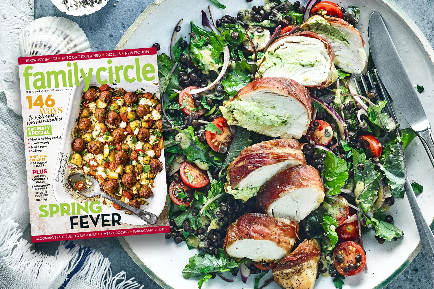 Prosciutto-wrapped chicken breast with puy lentils