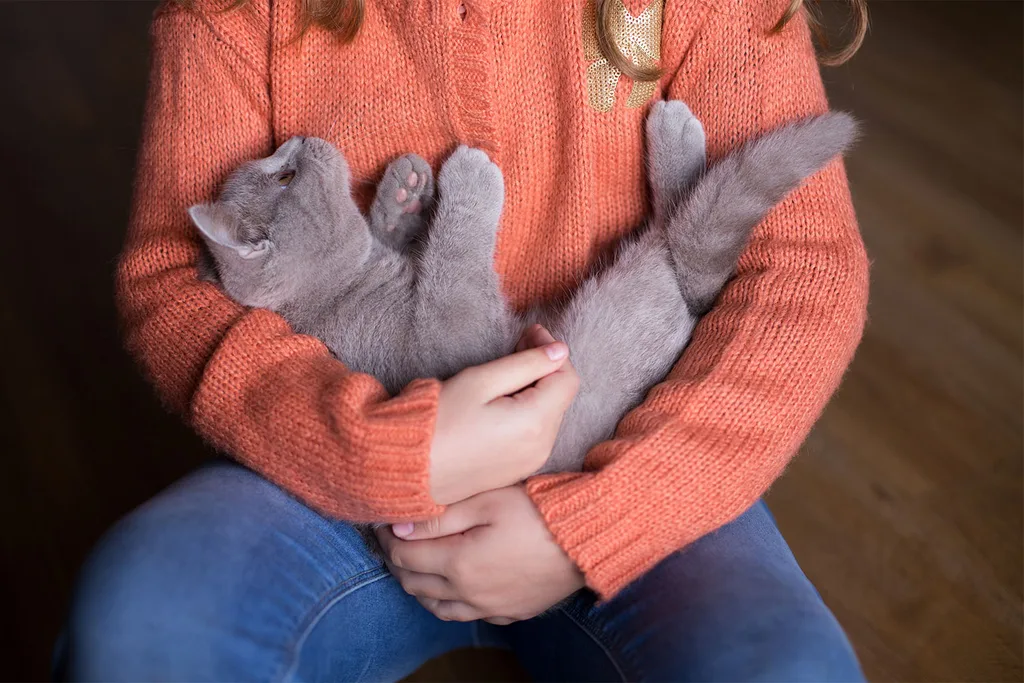 Woman holding cat