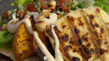 Grilled Halloumi and Pumpkin Tex-Mex Tacos