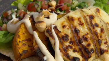 Grilled Halloumi and Pumpkin Tex-Mex Tacos