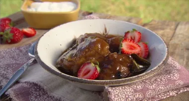 Lilli pilli dumplings with myrtle sauce