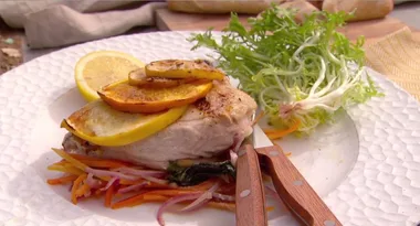 Barbecued chicken and citrus parcels