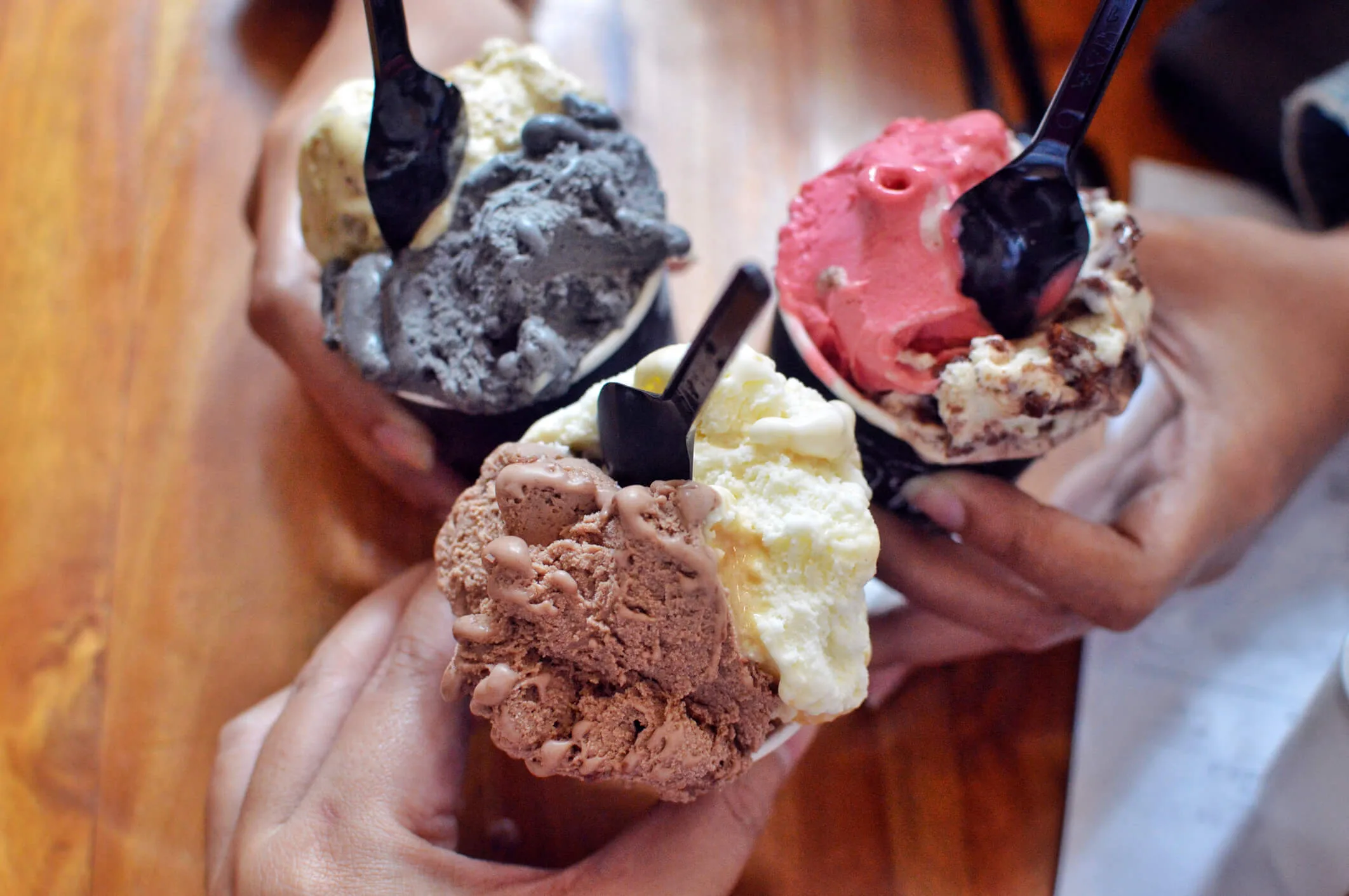 Friends sharing icecream together