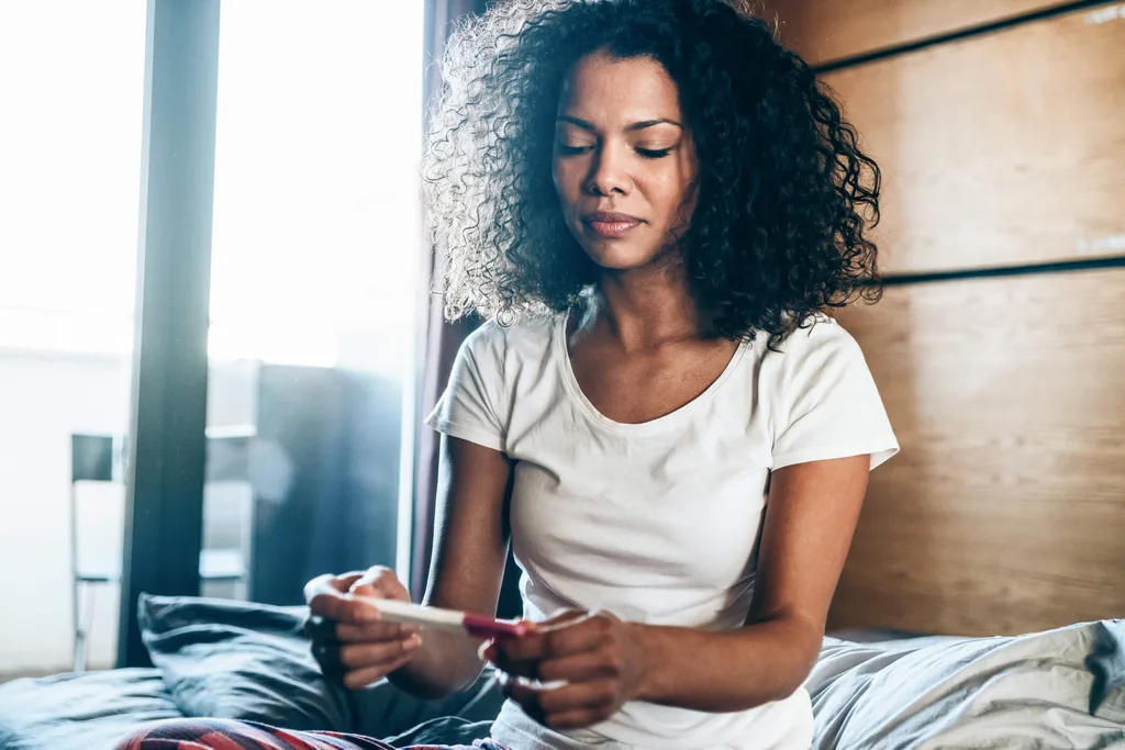 Woman waiting for the results of a pregnancy test