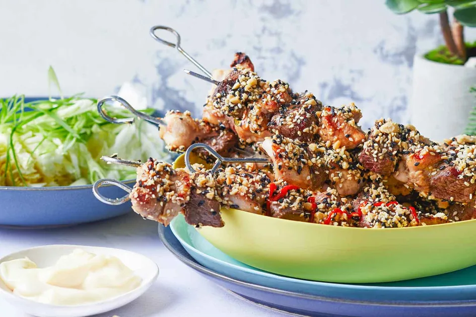 Chicken and kangaroo skewers with garlic sauce Recipe - Better Homes & Gardens Australia