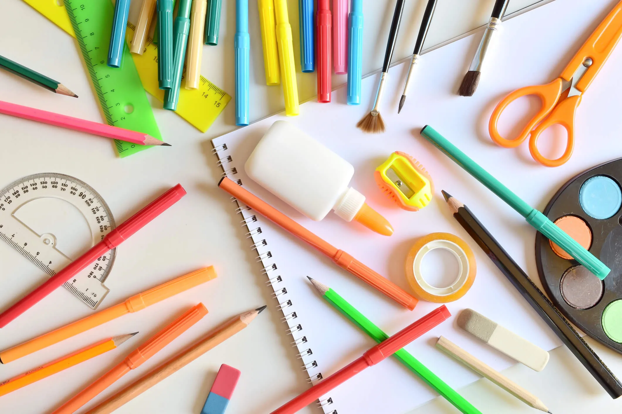 School supplies on a table