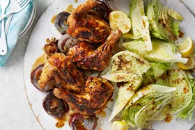 Barbecued butterflied chicken