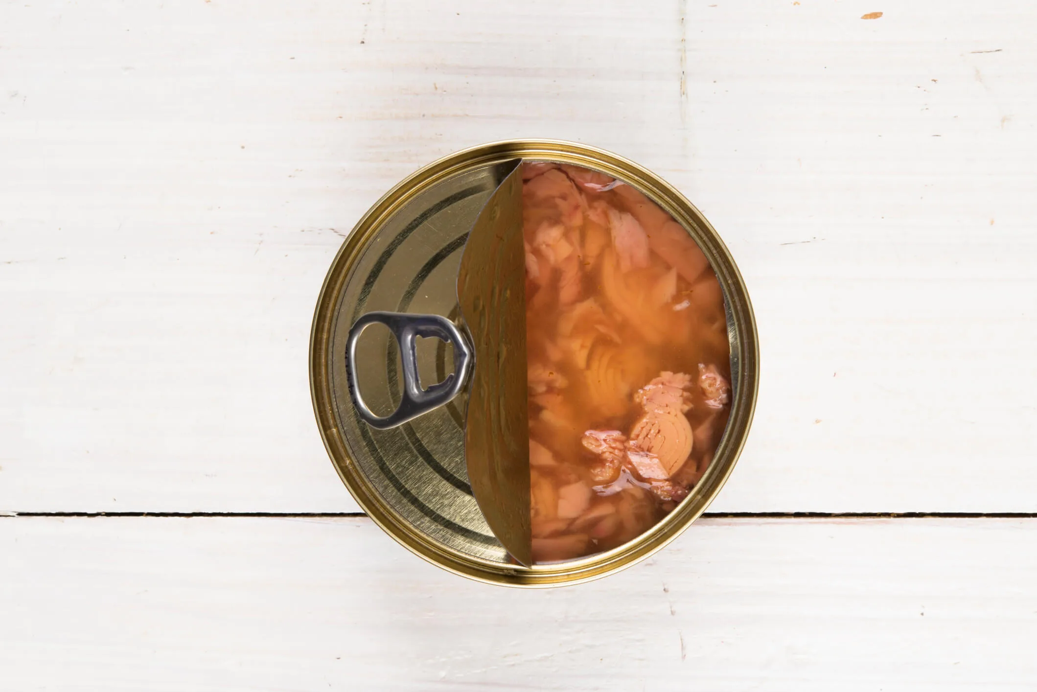 A top-view photo of a canned tuna