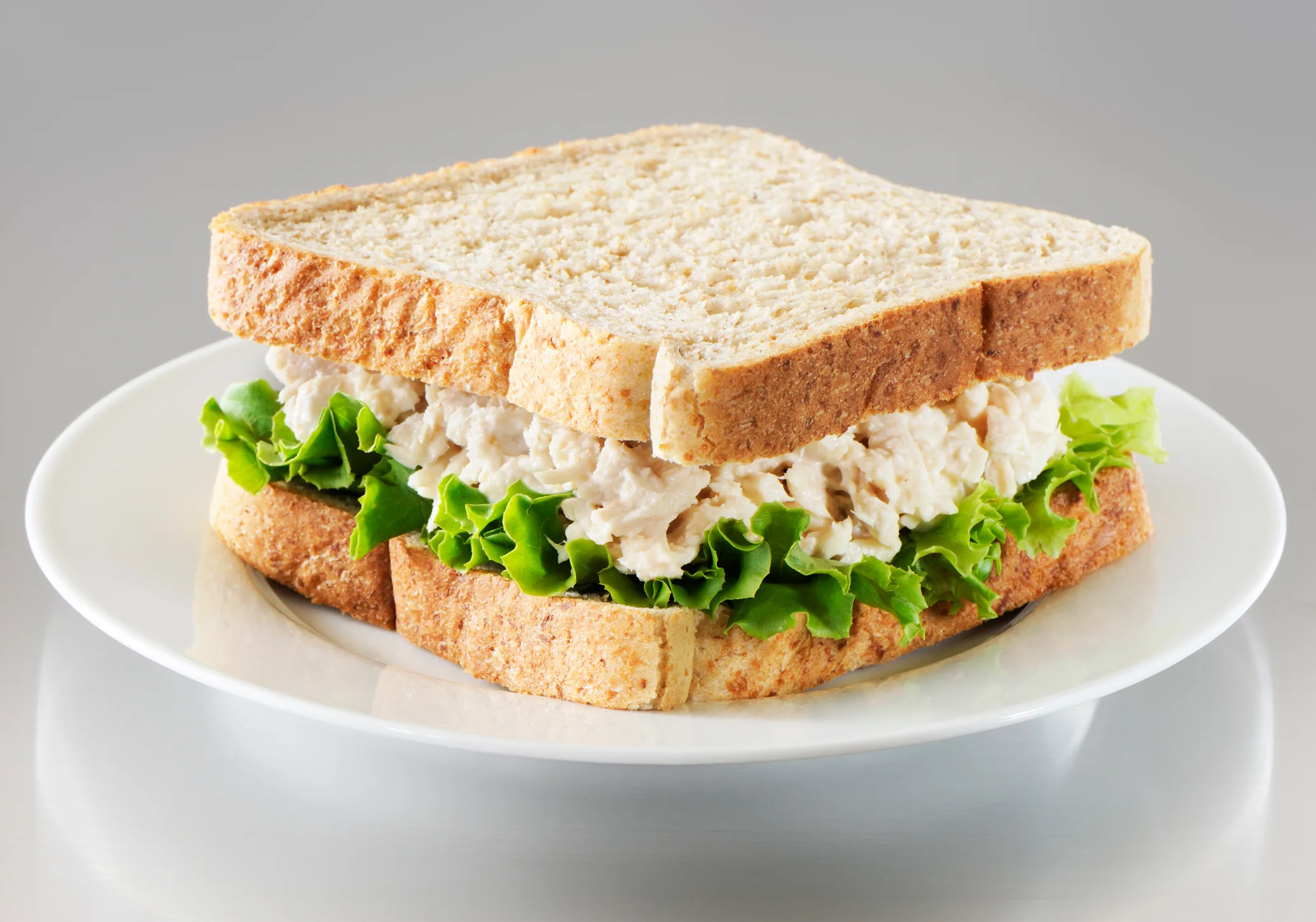 A tuna salad sandwich with wholemeal bread