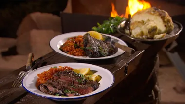 Caveman steak with charred cauliflower