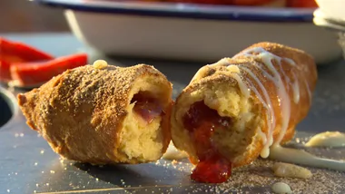 Jam and coconut donut fingers