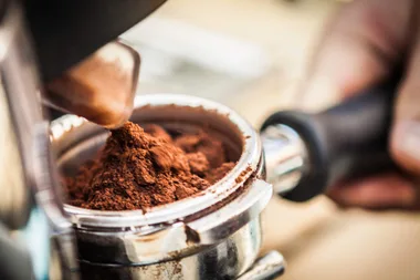 Coffee grounds in a coffee machine