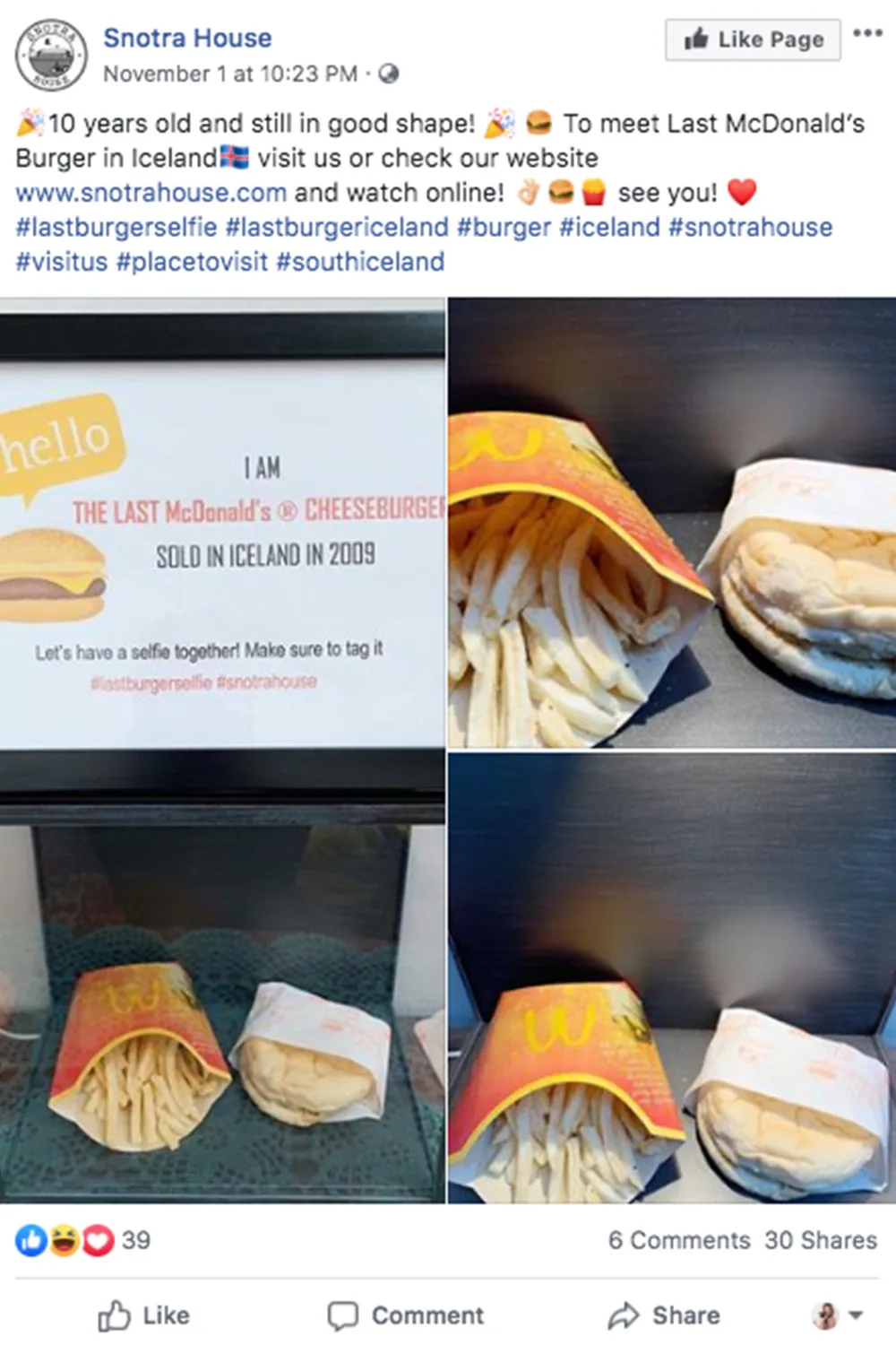 10 year old burger and fries facebook post