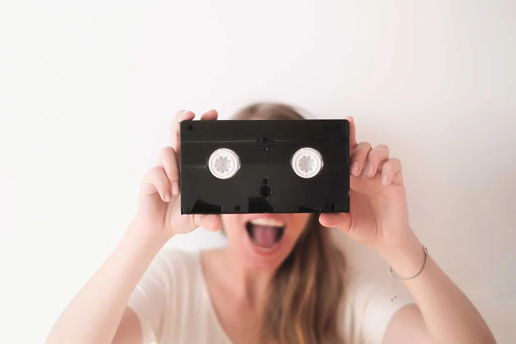 Woman with VHS tape
