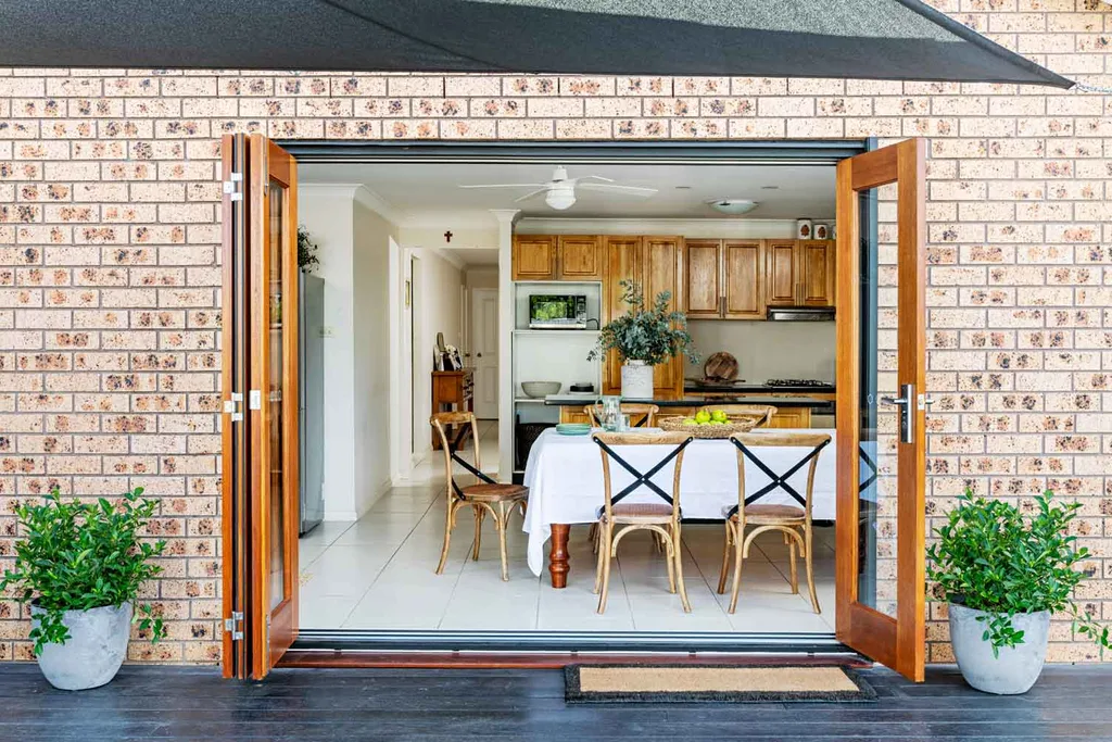 Deck with bifold doors into dining room