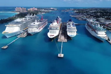 cruise ships moored at marina