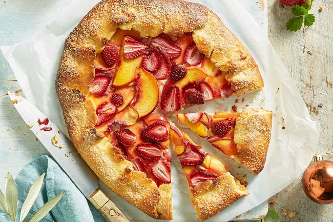 strawberry peach cheesecake tart