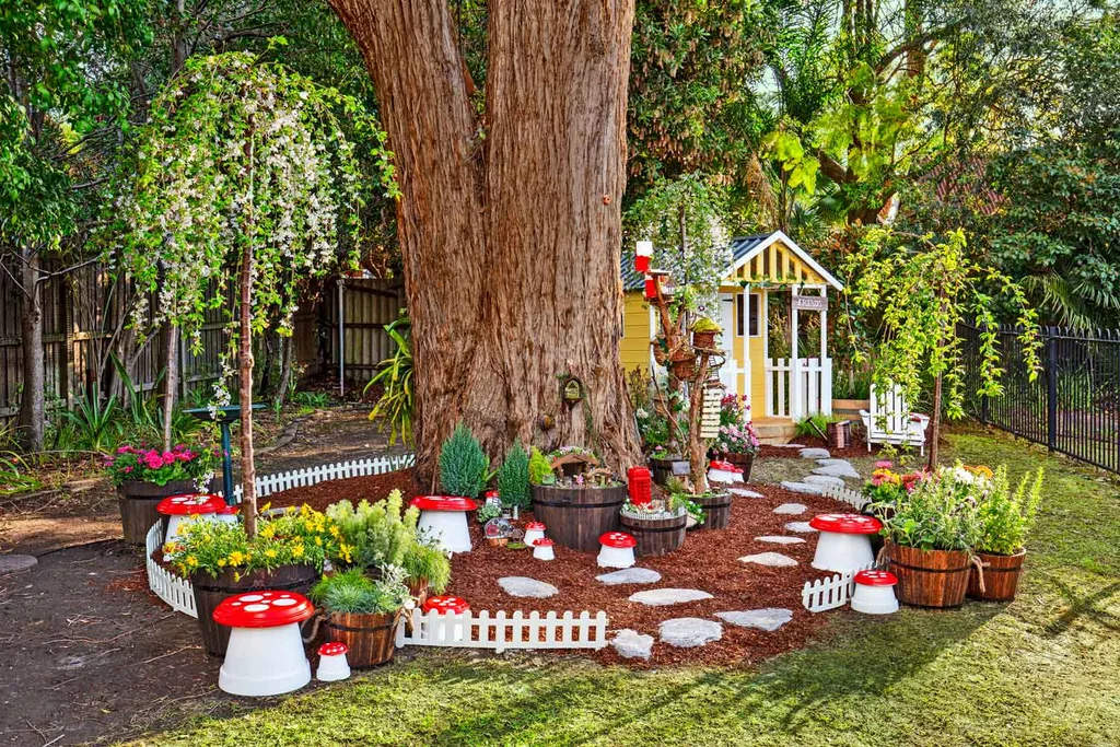 Fairy garden under a tree