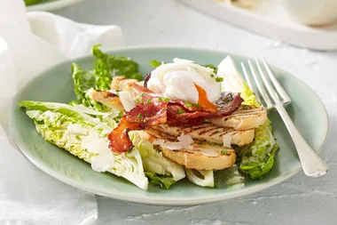 Caesar salad with sticky maple bacon