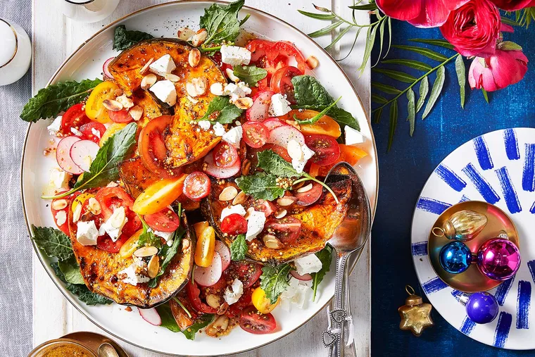 Heirloom tomato salad with roasted pumpkin