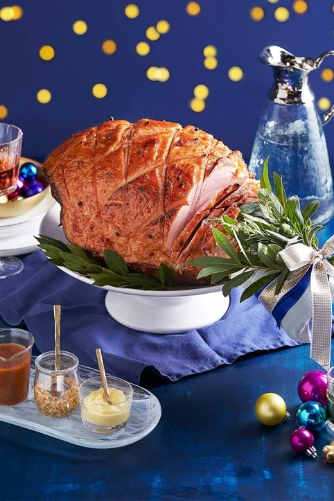 Festive glazed ham