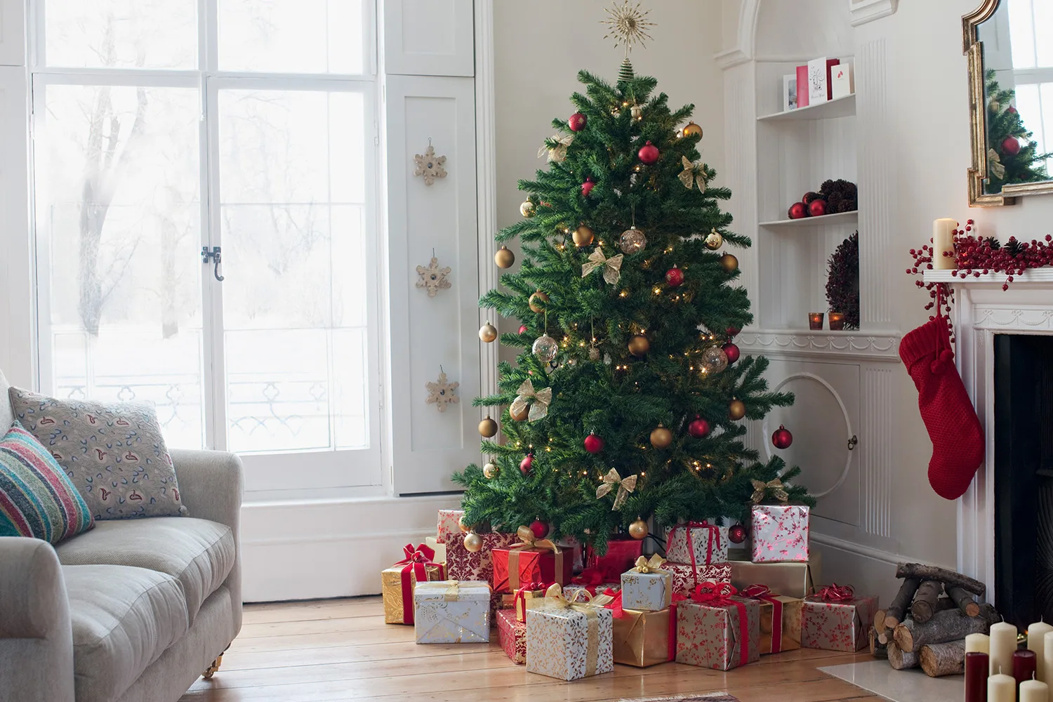 christmas tree in living room