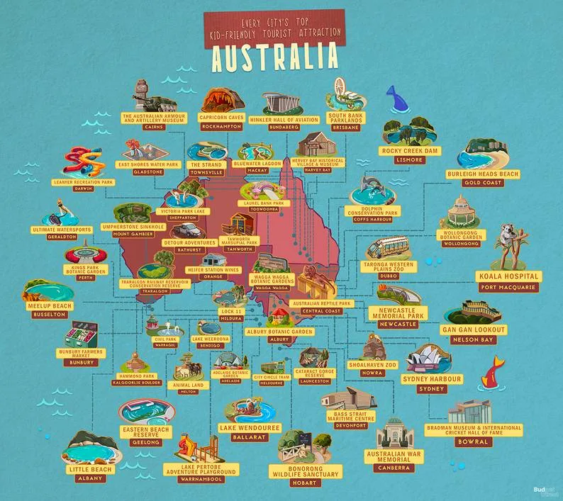 map of australian tourist attractions kids
