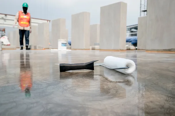 Epoxy flooring with a paint roller