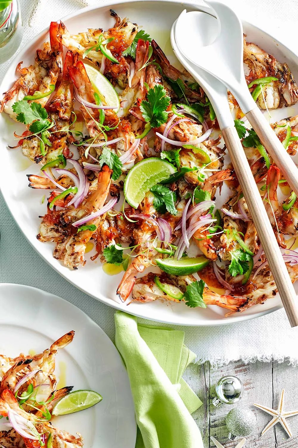 Grilled prawns with sweet chilli and coriander jam