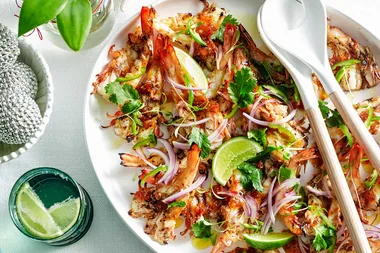 Grilled prawns with sweet chilli and coriander jam