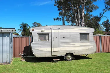 Caravan before makeover