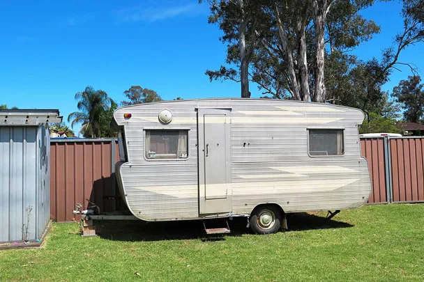 Caravan before makeover