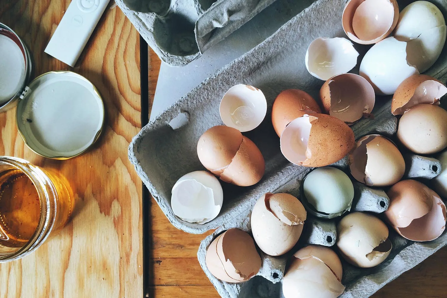 eggshells in carton