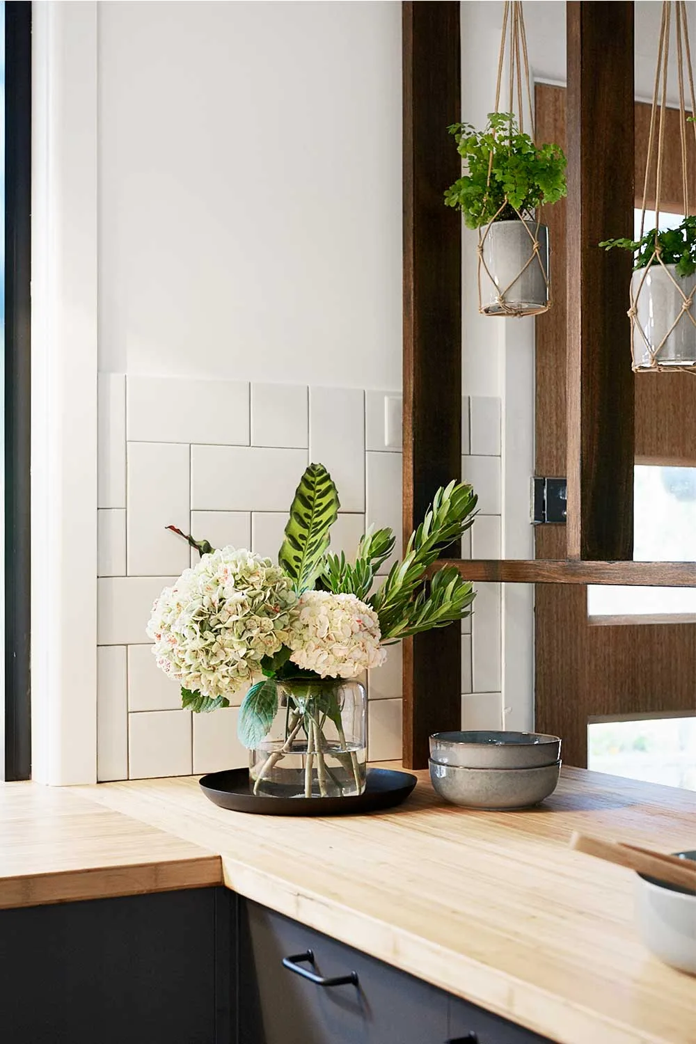 Kitchen subway tiles herringbone