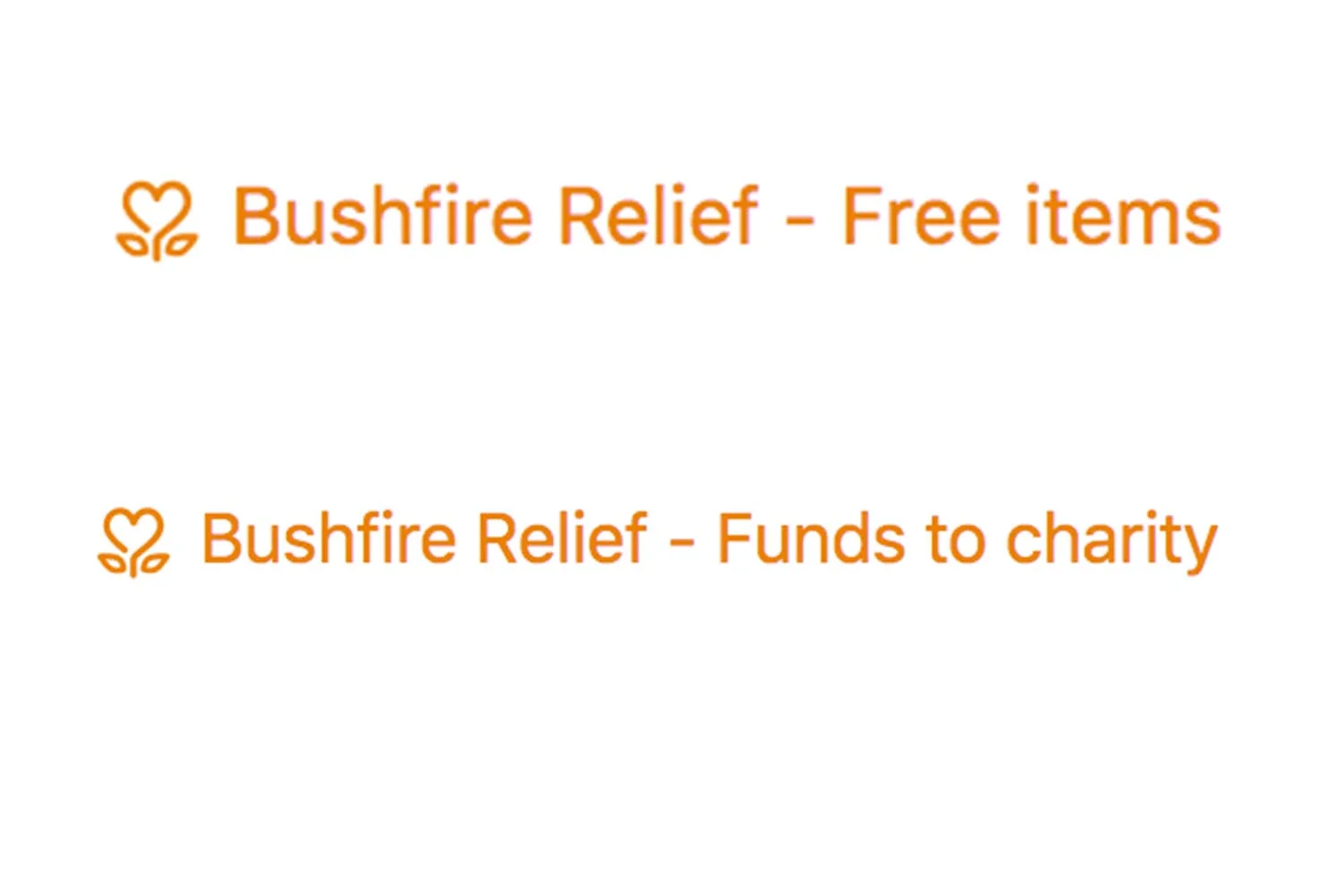 Examples of the Bushfire Relief badges by Gumtree