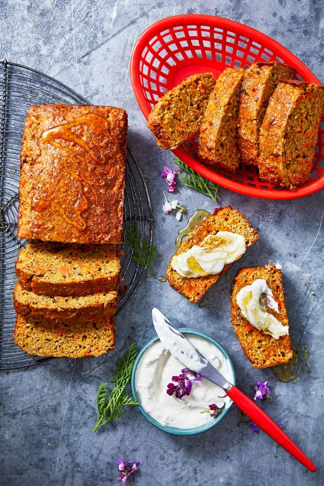 Roasted carrot bread with whipped ricotta