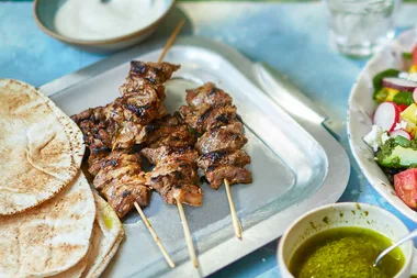 Sticky jerk lamb kebabs
