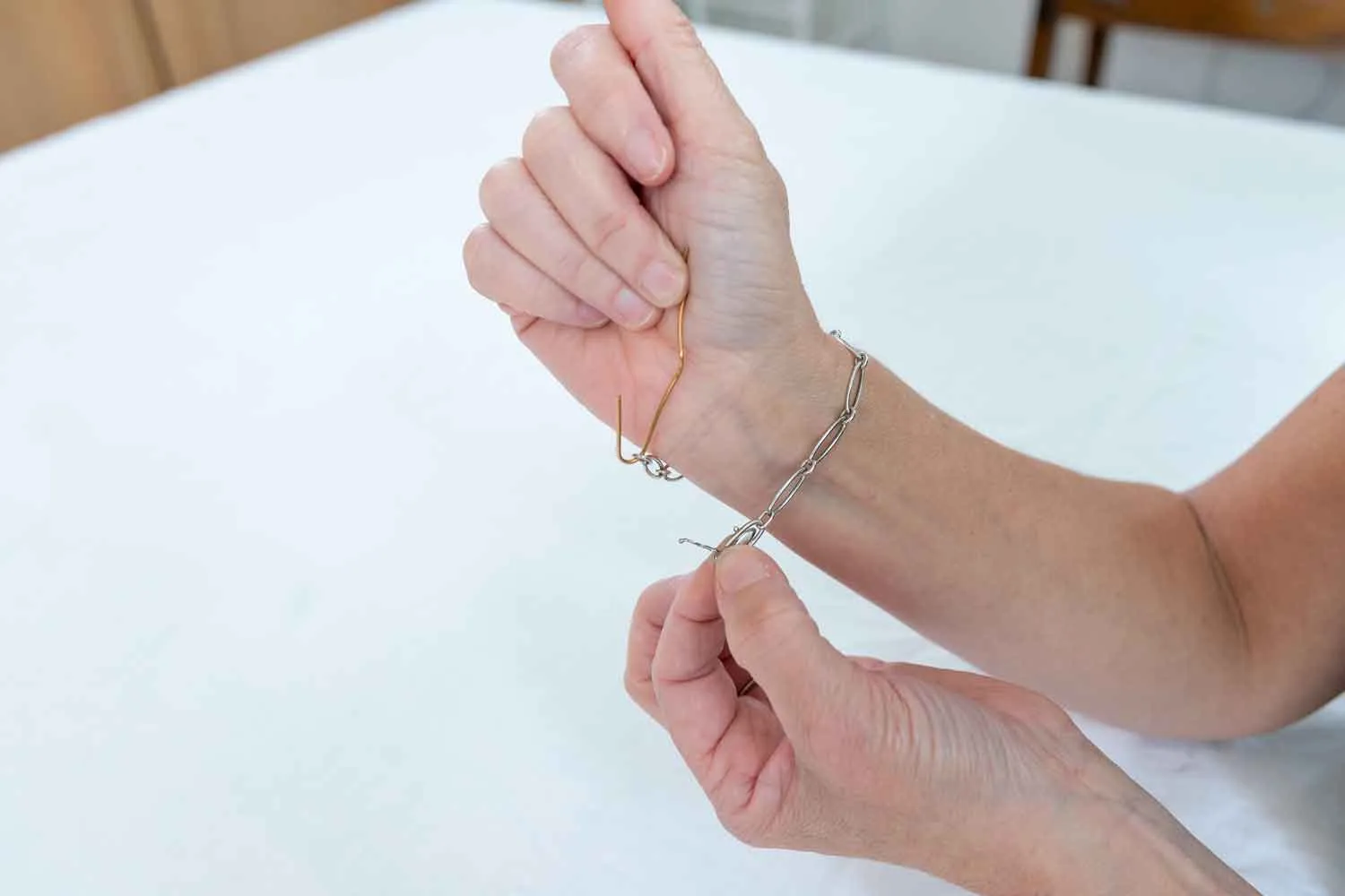 Bracelet with paperclip hook